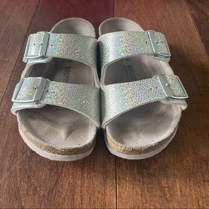 Girls Birkenstock (kids). Disco Ball silver/Lavender. Size 11 - great condition